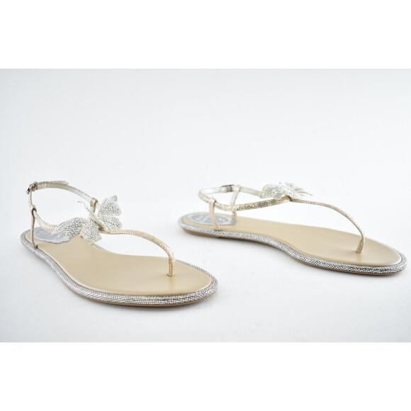 Rene Caovilla Blush Lizard Butterfly Strass Flat Thong Ankle Strap Sandal 38.5 - Picture 4 of 12